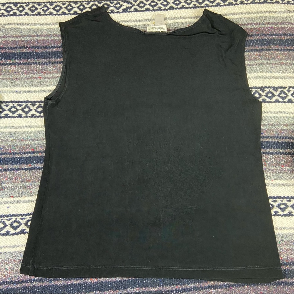 3/$12 Coldwater Creek Black Sleeveless Shirt Tank Top Shell Large L Blouse - Picture 4 of 5